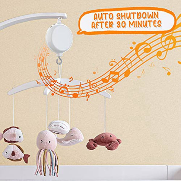 Pinnasängyn Mobiilimoottori Baby Musiikki Box Spinner 3 tilassa äänenvoimakkuuden säätö 12 kehtolaulua Automaattinen virrankatkaisu