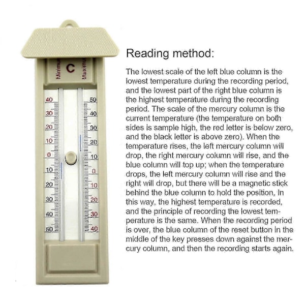 40 til 50 Drivhus Maks-min Press Termometer Hjem Temperatur Monitor Værktøj Au - JZ