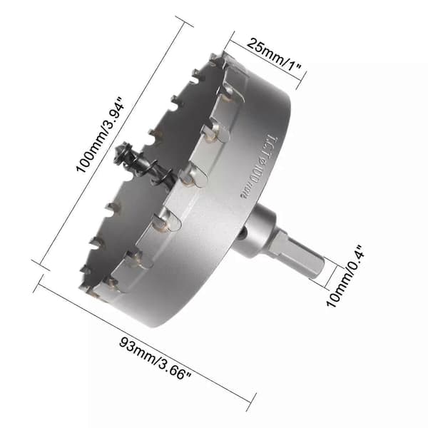 100mm Karbidspiss Hullsag Bor For Stål Metall Legering Ny
