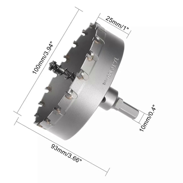 100mm Kovametallikärkinen Reikäsaha Teräpora Teräkselle Metalliseokselle Uusi