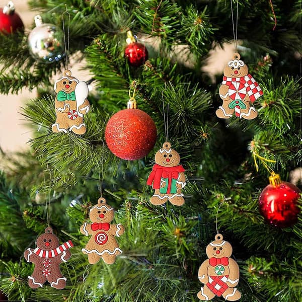 12 stk Pepperkake-menn Pynt til Juletreet Assorterte Plast Pepperkakefigurer Pynt til Juletreet
