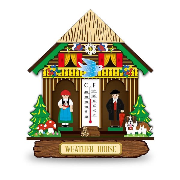 Väderhus Trä Chalet Barometer Termometer Och Hygrometer Heminredning Vägg Hängande Ornament