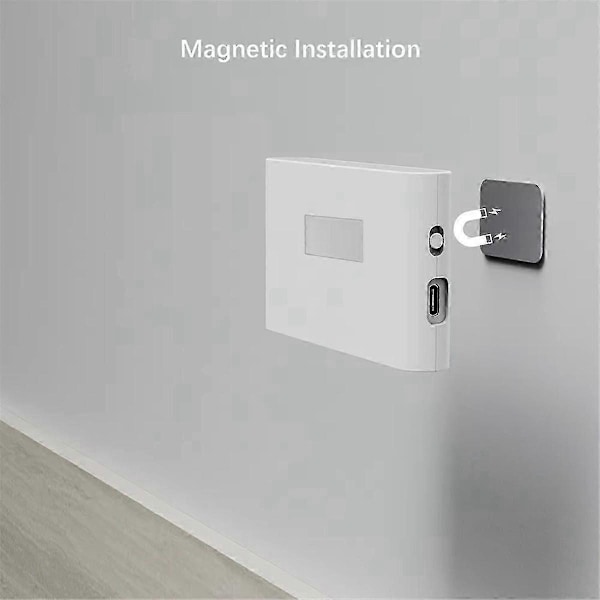 Oppladbar LED Intelligent Sensor Nattlys Bevegelsessensor Vegglampe for Soverom Korridor Skapbelysning 2 stk
