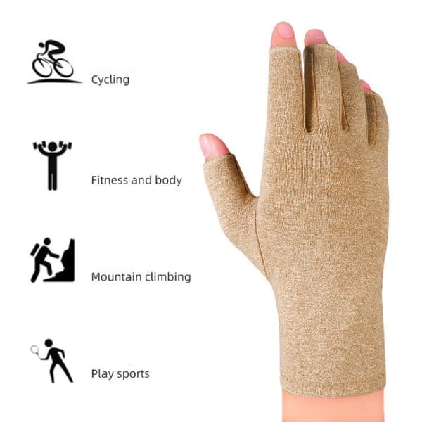Trykaflastningshandsker med halvfinger, 1 par beige
