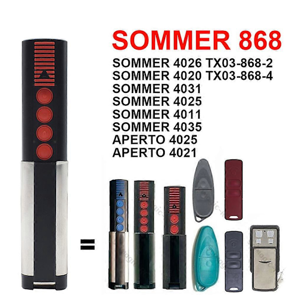 SOMMER 4020 TX03-868-4 4026 4031 Garageavun avainohjain 868mhz Rolling Code Käsikäyttöinen lähetin APERTO 4025 4021 Portin avaaja