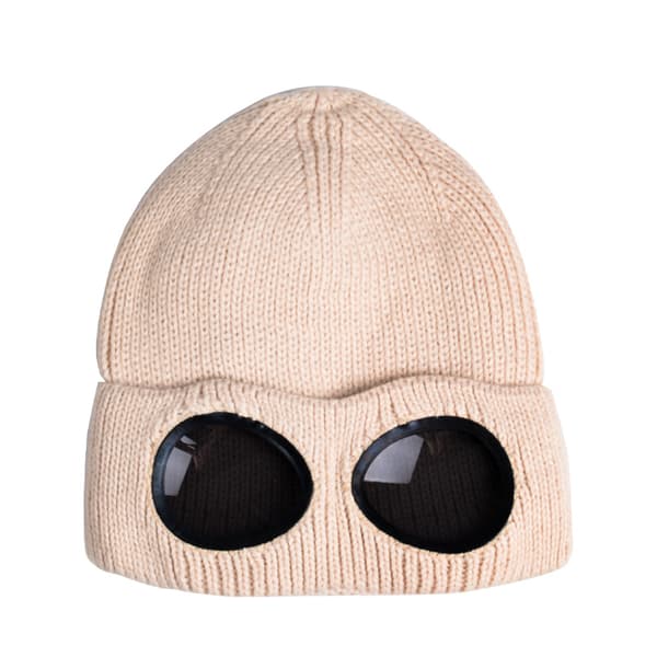 Strikket lue med briller Beige