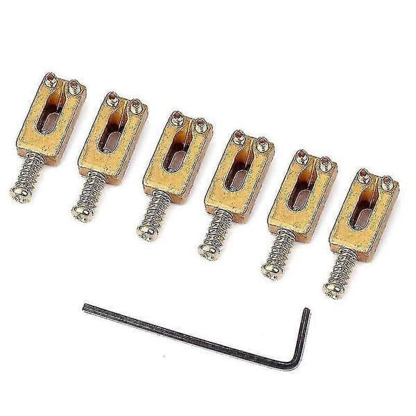 6 st gitarrstall sadlar mässingsblock tärning telecaster stall med skiftnyckel för elgitarr 30x11x6mm