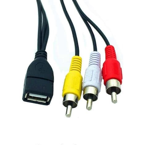 USB till 3 RCA hona-kabel, USB A till 3 RCA hane, komposit ljud-videoadapter - 0,2m