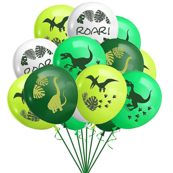 Dinosaurusjuhlakoristeet,dino-syntymäpäiväkoristeet,vihreä dinojuhlapallopakkaus dinosauruksen ilmapalloilla, hyvää syntymäpäivää -banneri, kakunpäälliset, lasten Jungl