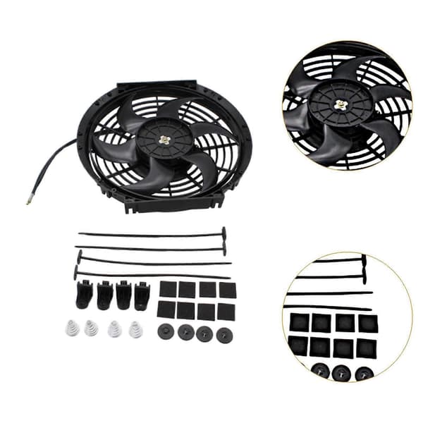 Radiatorventilator erstatter højtydende universal 12V 80W reservedele 10 tommer