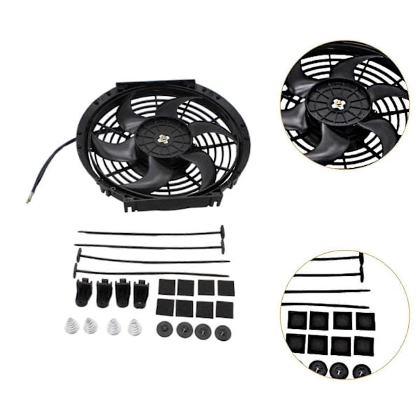 Radiatorvifte Erstatter Høy Ytelse Universal 12V 80W Reservedeler 10 tommer