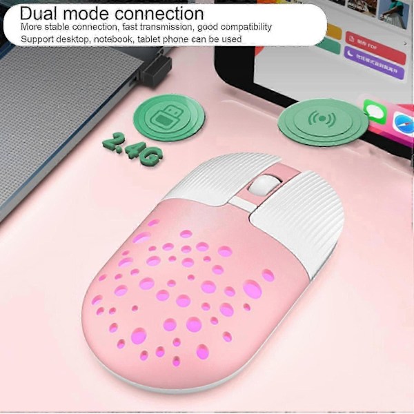 Bluetooth-kompatibel Mus Fargerike Lys Tre-trinns Justerbar Optisk Mus Oppladbar Stille W