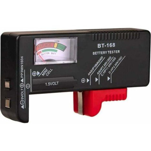Batteritester, batterispændingstester, tester til AA/AAA/C/D/9V/1.5V knapcellebatterier, universel LCD-skærm