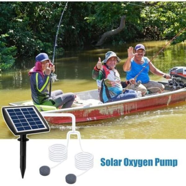 Solar damppumpe, solar damluftningspumpe, plug-in solar iltpumpe 6V 2W med slange og 2 sten