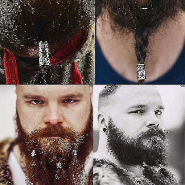 Kryp 80 Rune Beads Set med 300 gummiband, vikingaskäggpärlor, antika gör-det-själv-hår och skäggpärlor, nordiska hårsmycken, flätat armband, hänge