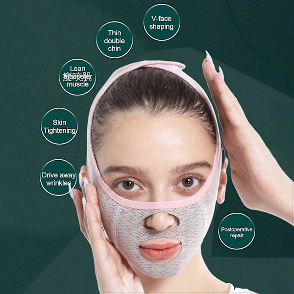 Skjønnhetsmaske for ansiktsforming under søvn, V-linje ansikts slankemaske, Hakestropp, Ansiktsløftebelte, Oppstrammende hud, Skjønnhetsmasker for nakke