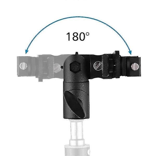 T-formad Dubbel Blixtfäste Blixt Speedlite Stativ med 2 Blixtskofästen 1/4 tum till 3/8 tum Fäste