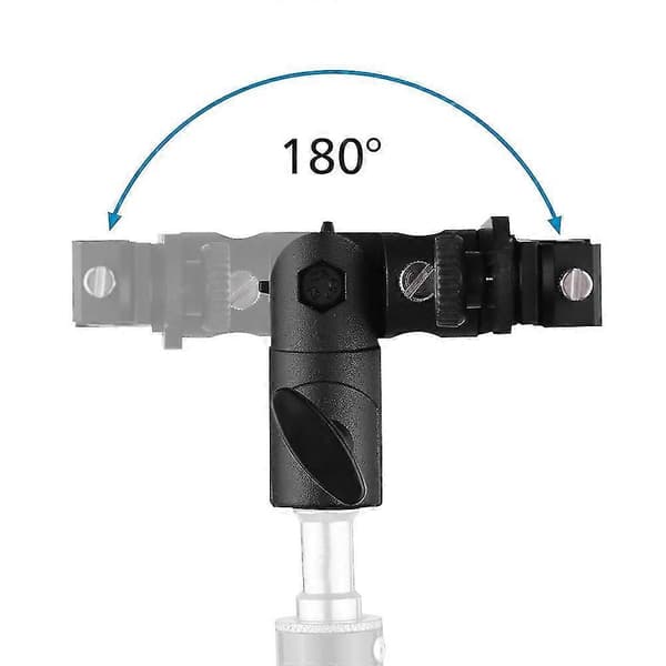 T-formet Dobbelt Flash Beslag Flash Speedlite Stativ med 2 Cold Shoe Mounts 1/4 Tomme til 3/8 Tomme Mount