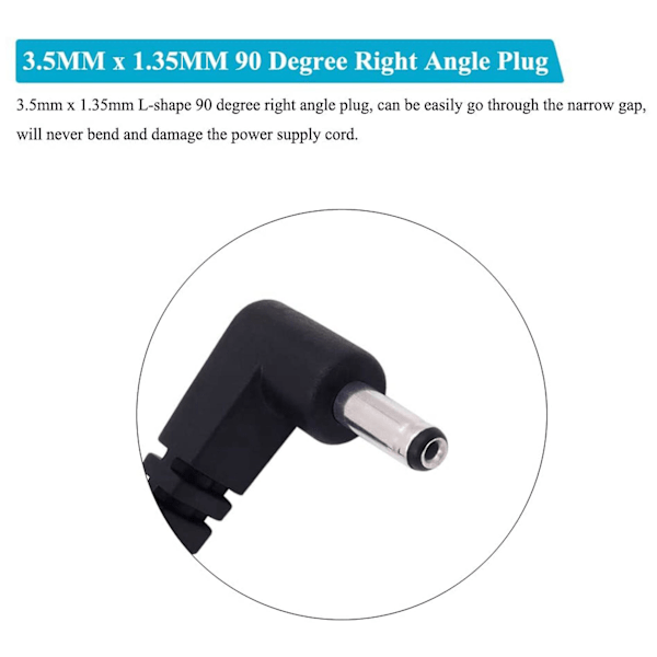 (10-pack) Ersättningskontakt 3,5 mm x 1,35 mm höger DC-strömplugg till tråd öppen ände Pigtail Power