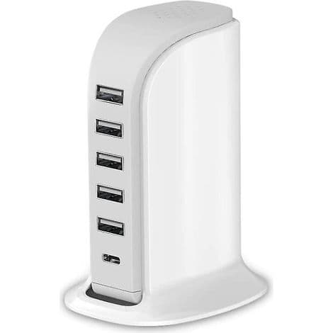 40W skrivebords USB-lader med flere porter Multifunksjonell ladestasjon