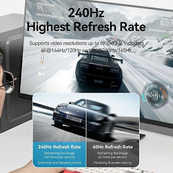 Type A VENTION HCFLG 1,5 m 8K/60Hz 4K/144Hz DisplayPort - DisplayPort -kaapeli, kaksisuuntainen