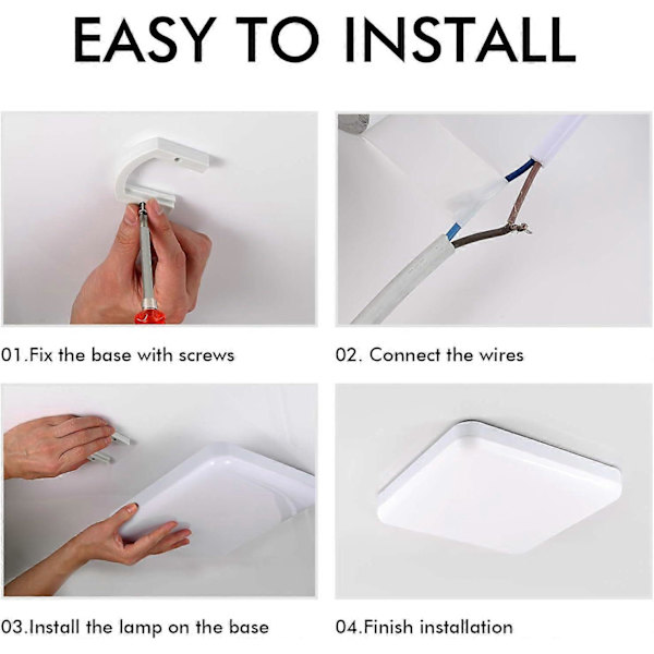 LED Loftlampe med Bevægelsessensor 30W Vandafvisende IP56 2400LM Kold Hvid 6500K Nem at Installere Loftlampe til Udendørs, Badeværelse, Kontor, Balkon