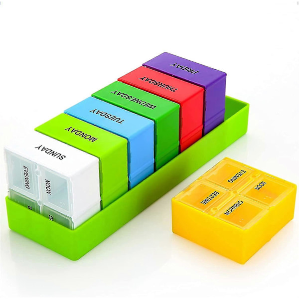 7 Dagars Pillerförvaringsbox, 4 Pillerförvaringsboxar Per Vecka - En Dag Pillerboxbehållare
