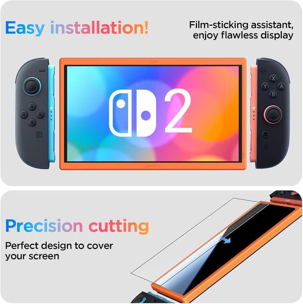 Switch2 karkaistu lasinen näytönsuoja säätökehyksellä