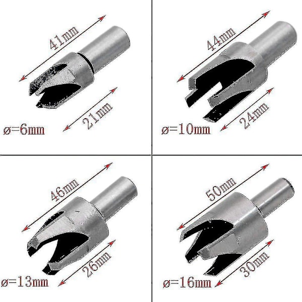 8 stk. Hss Plug Cutter Trebearbeiding Skjæreverktøy Treplugg Bor Treplugg Cutter Bor 6mm/10mm/13mm/16mm Uwx (dp)