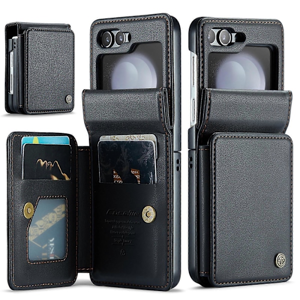 Skal för Samsung Galaxy Z Flip 6 med RFID-blockering, Z Flip 6 Plånboksfodral med Korthållare, Tåligt Stödfodral för Galaxy Z Flip 6