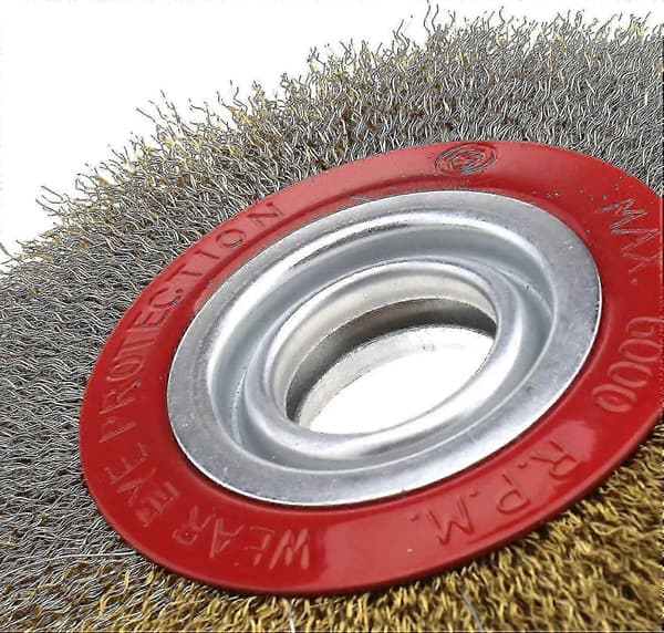 Sirkelformet stålbørste kompatibel med slipebenk, diameter 125mm