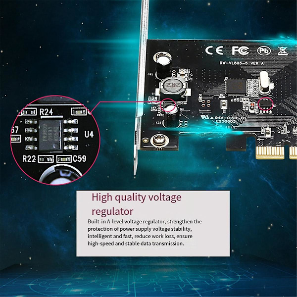 PCI Express USB 3.0 19-stifts expansionskort PCIE 1X till 2 portar USB 3 19-stifts adapter intern USB3 20P