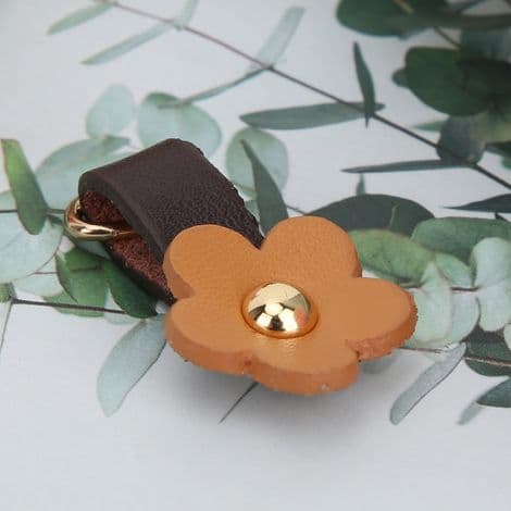 Stykker Blomster Læder Lynlåshoveder DIY Sy Tilbehør Brun Gul