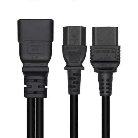Y-Splitter Strømadapter IEC 320 C20 Han til C13 + C19, Strømkonverteringskabel