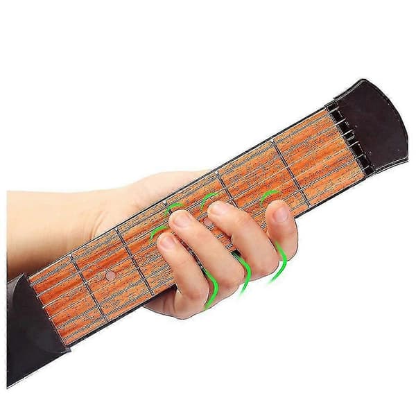 Bärbar Fickgitarr 6 Band Modell Trä Övning 6 Strängar Gitarrtränare för Nybörjare