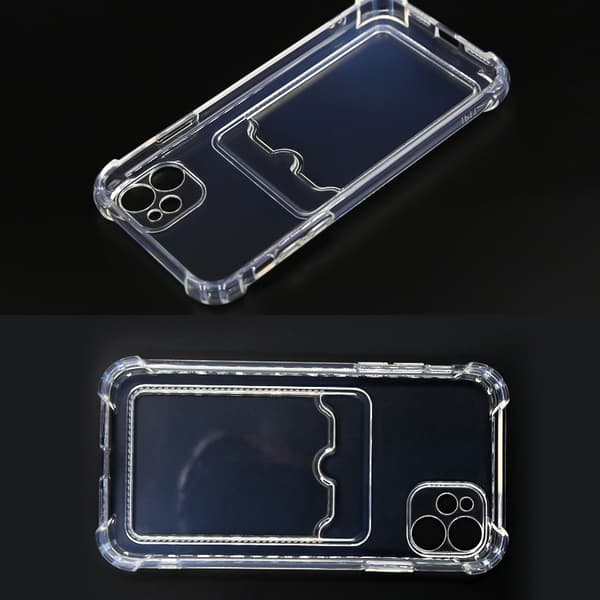 iPhone 11 -kuori korttipidikkeellä, läpinäkyvä TPU