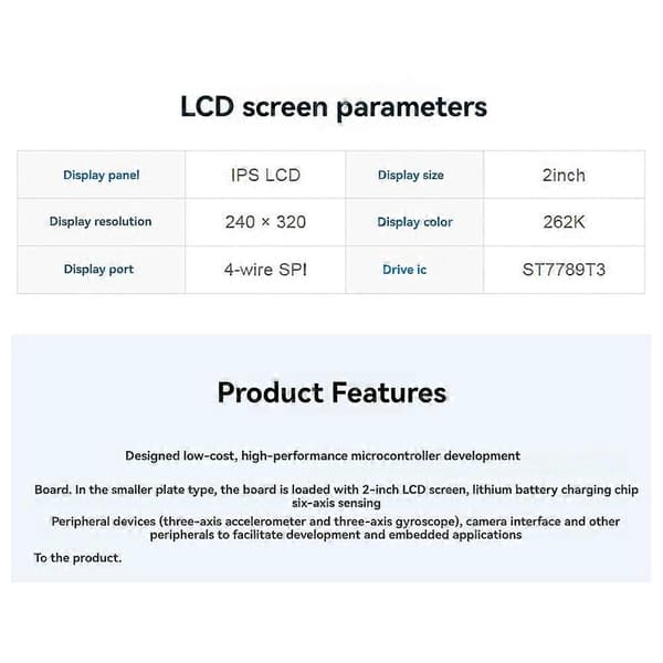 2-tommer ESP32-S3 IPS Kapacitiv Touchscreen Udviklingskort 240x320 LCD-skærm 262k Farveunderstøttelse W