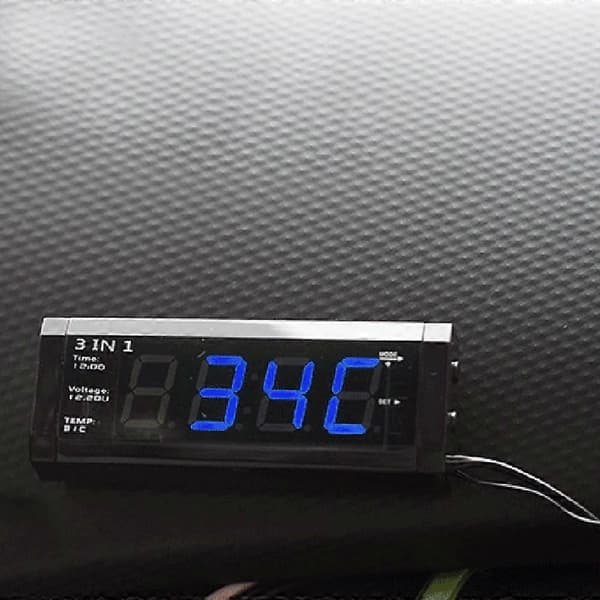 3 i 1 Bil Auto Elektronisk Klocka Bil Termometer Fordons Voltmeter Prydnad Dekoration