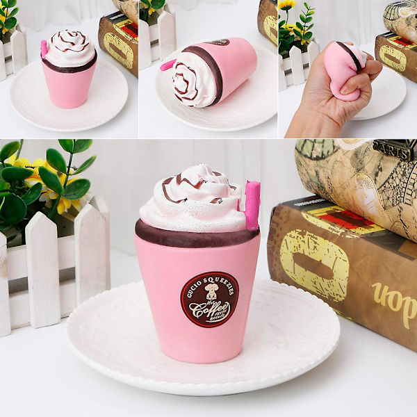 11CM Kaffekopp med sugrör Squishy leksaker Kawaii Doft Långsamt stigande Pressa för docka