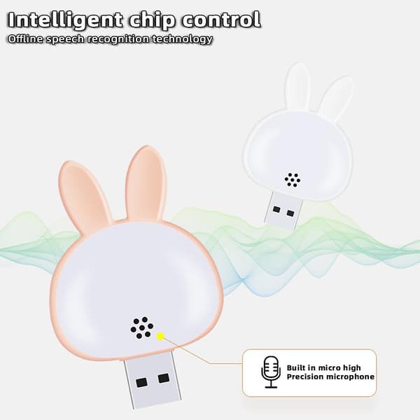 USB plug-in Søde Kaniner LED Natlampe 3 Farveskiftende Natlampe til Sengelæsning
