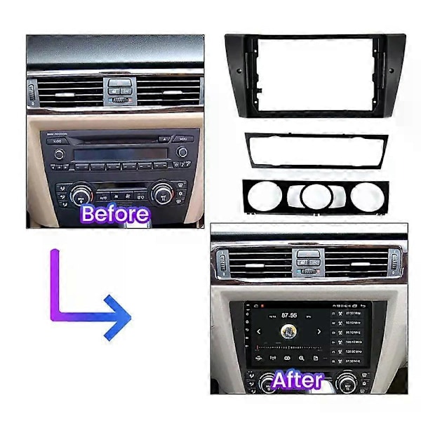 9 tommer Bilradio Ramme Fascia Canbus Boks Adapter Decoder Monteringspanel Kit kompatibel til B-M-W E90 E91 E92 E93 M3 3 Serie Android Dash Kabel