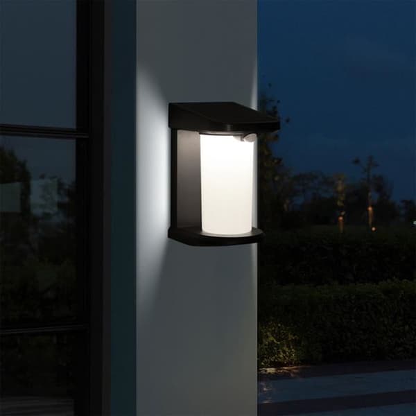Sett med 2 solcellelyskastere - H18 cm - Vegglampe med bevegelsessensor - Hvit LED