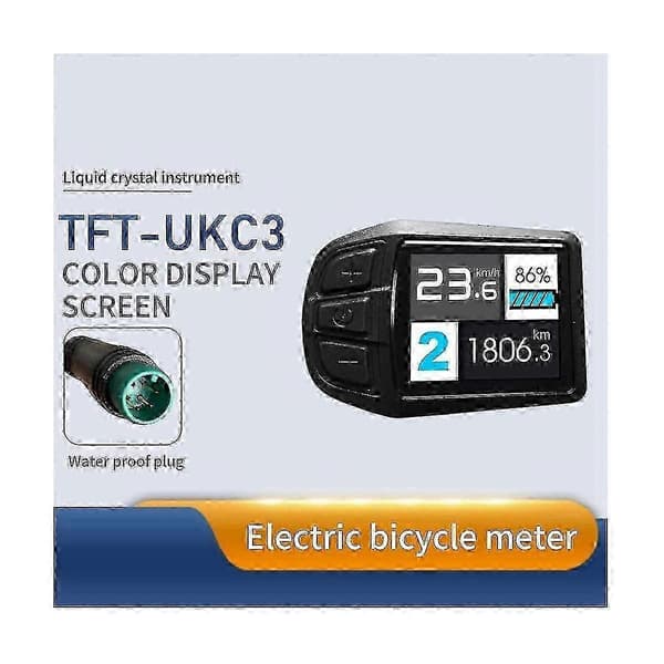LCD TFT UKC3 Display Hastighet Batteritid Indikator för Elcykel 24V 36V 48V Motor Konvertering