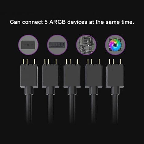 3-PIN 5V ARGB 1 til 5 Splitterkabel til RGB-blæsere, PC-kabinetstik, MSI-kompatibel