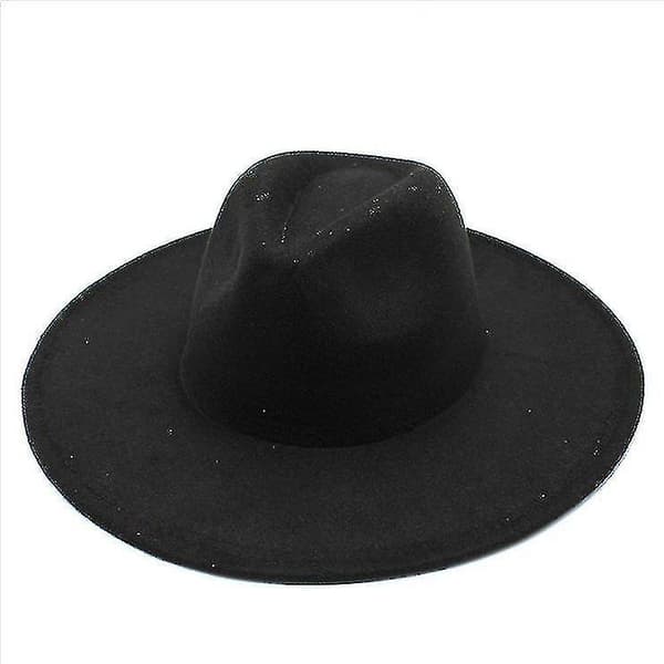 Varm Vinter Klassisk Bredskygget Fedora Hat Sort Hvid Uldhatte Mænd Kvinder Knusbar Vinterhat #yg