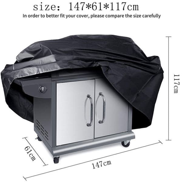 Premium kvalitet 58-tommer/144 cm grillovertræk, UV-, vand- og rivefast, i sort. - INHHUB