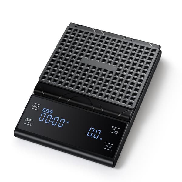E70 Sort Genopladelig Kaffevægt med Timer 5kg/0.1g