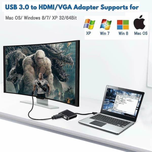 Usb 3.0 - Hdmi + Vga Full Hd 1080p -videoadapterikaapeli tietokoneelle