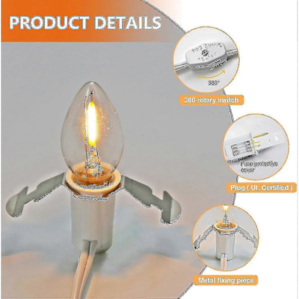 5 C7-kantaista joulukylan valoköysiä 5 LED-lampulla