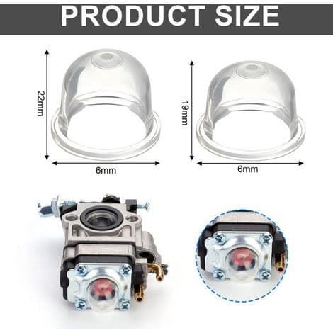 12-delt primerpære for gresstrimmer, 22 mm/19 mm primerpumpe for gresstrimmer, for trimmer, hekksaks, bensinsag, blåser-drivstoff-primer